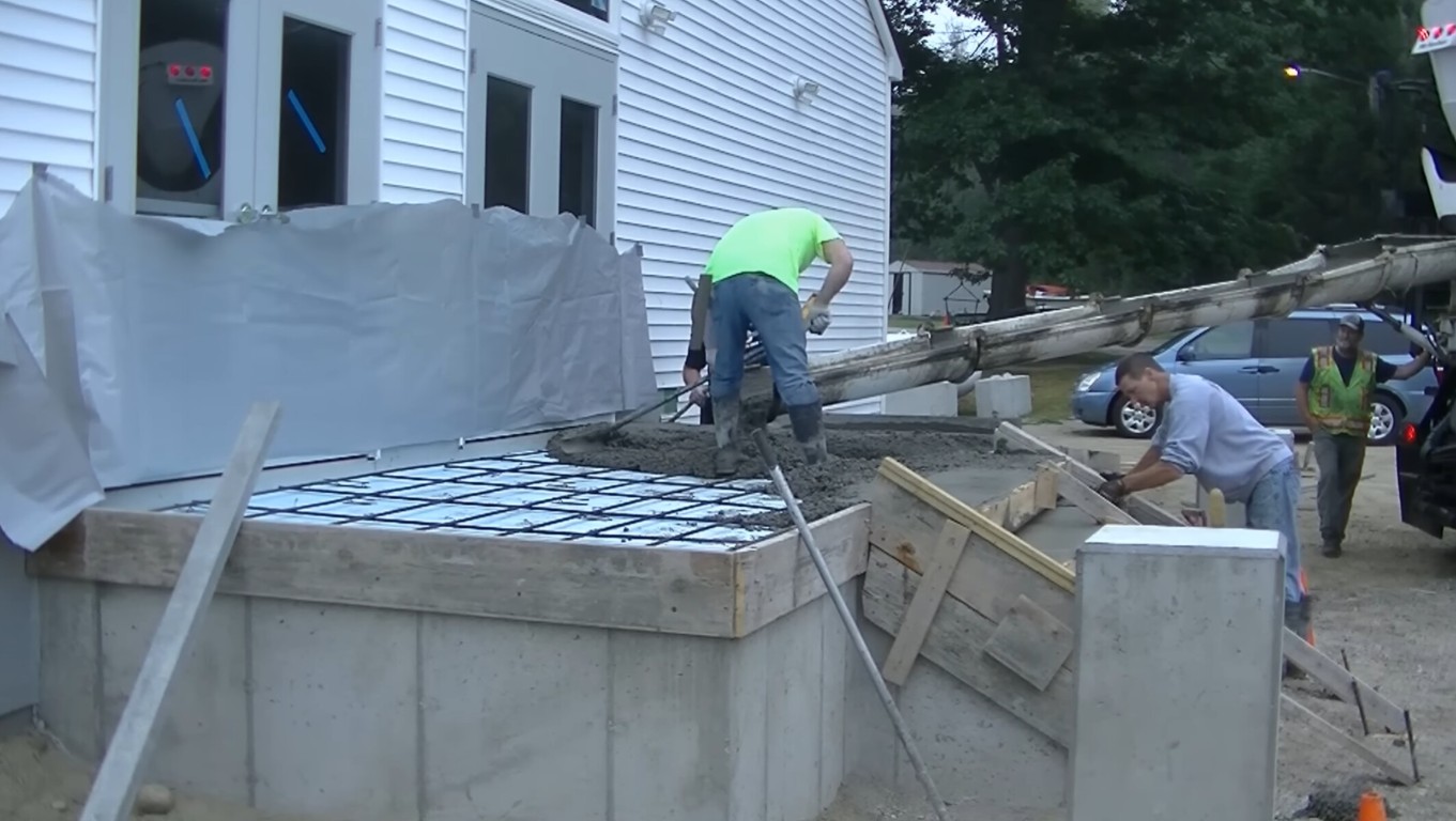 Concrete foundation work with rebar reinforcement in Pittsfield, MA
